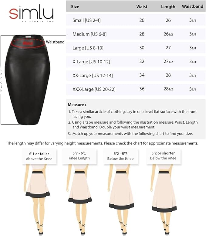 Simlu Faux Leather Skirts for Women High Waisted Leather Bodycon Pencil Skirt - Image 5